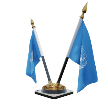 United Nations 3d illustration Double V Desk Flag Stand png