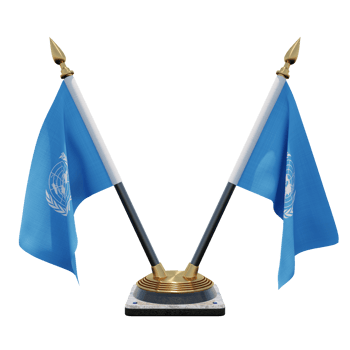 United Nations 3d illustration Double V Desk Flag Stand png