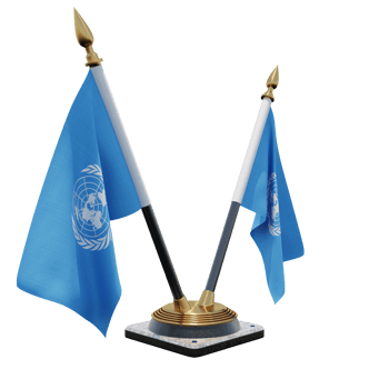 United Nations 3d illustration Double V Desk Flag Stand png