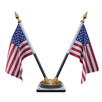 United States 3d illustration Double V Desk Flag Stand png