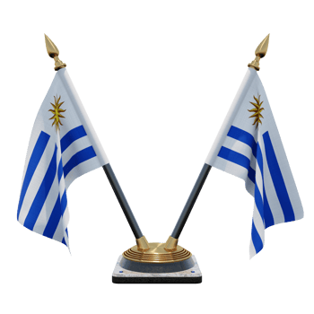 Uruguay 3d illustration Double V Desk Flag Stand png