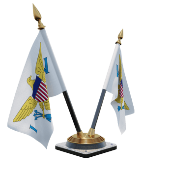 United States Virgin Islands 3d illustration Double V Desk Flag Stand png