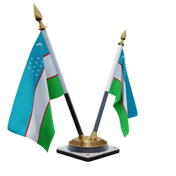 Uzbekistan 3d illustration Double V Desk Flag Stand png