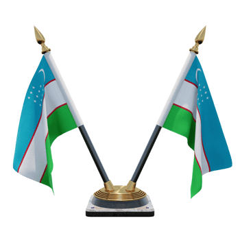 Uzbekistan 3d illustration Double V Desk Flag Stand png