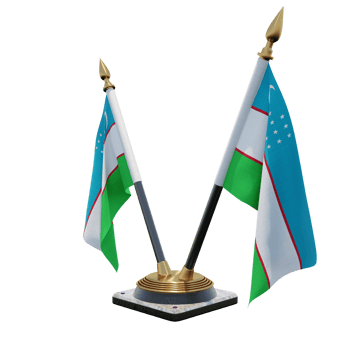 Uzbekistan 3d illustration Double V Desk Flag Stand png