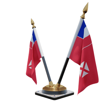 Wallis and Futuna 3d illustration Double V Desk Flag Stand png