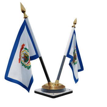 West Virginia 3d illustration Double V Desk Flag Stand png