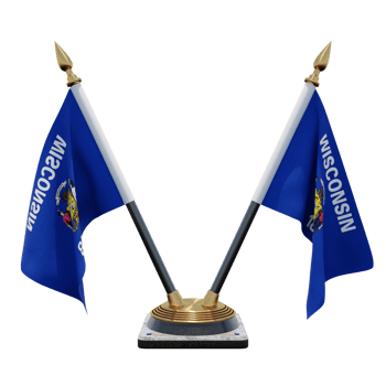 Wisconsin 3d illustration Double V Desk Flag Stand png