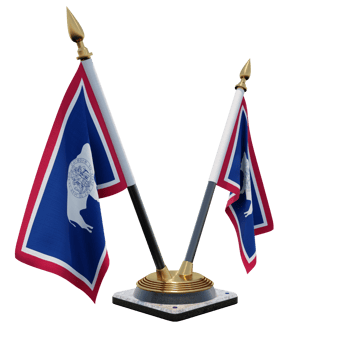 Wyoming 3d illustration Double V Desk Flag Stand png