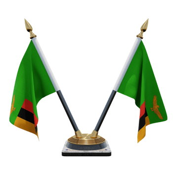 Zambia 3d illustration Double V Desk Flag Stand png