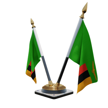 Zambia 3d illustration Double V Desk Flag Stand png