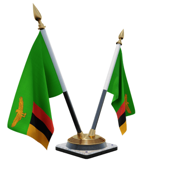 Zambia 3d illustration Double V Desk Flag Stand png