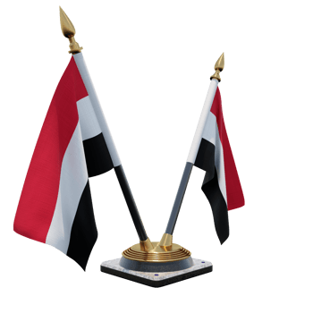 Yemen 3d illustration Double V Desk Flag Stand png