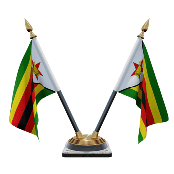 Zimbabwe 3d illustration Double V Desk Flag Stand png