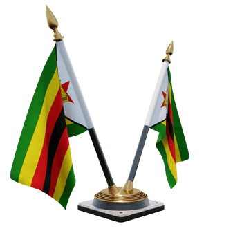 Zimbabwe 3d illustration Double V Desk Flag Stand png