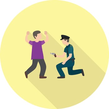 Police Arresting Man Flat Long Shadow Icon vector