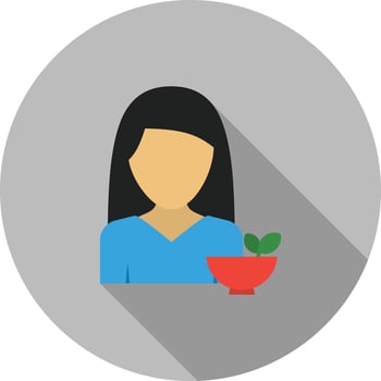 Woman Healthy Food Flat Long Shadow Icon vector