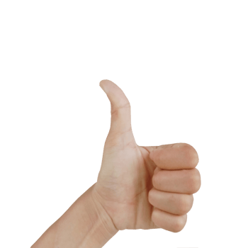 Close up Asian female left hand show gives like thumbs up, sign arm and hand isolated on a white background copy space png