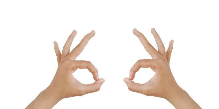 Close up Asian female hand show pinch gesture made, Ok sign finger arm and hand isolated on a white background copy space symbol language okay png