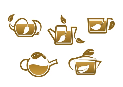 Herbal tea symbols and icons vector