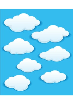 Set of white clouds in the blue sky vector