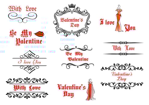 Valentine's Day messages and headlines vector