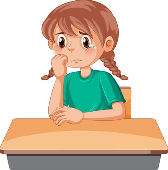 Sad girl with face expression vector