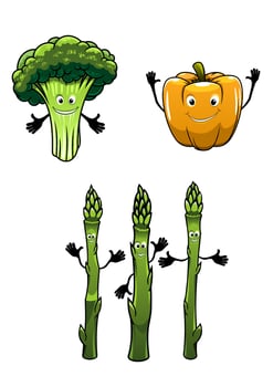 Broccoli, spinach and pepper vegetables vector
