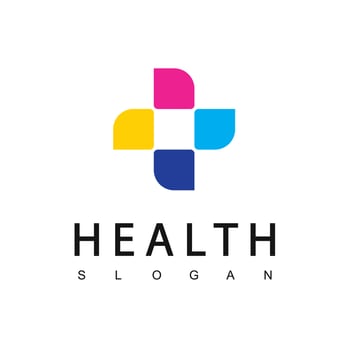 Health Care Logo Template, Fun And Friendly Concept Using Colorful Cross Symbol vector