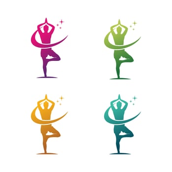 Set of Yoga Logo Template design vector