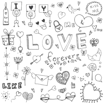 Doodle element of love concept vector design