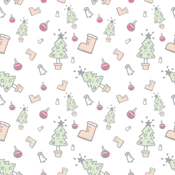 Cute Christmas doodle pattern seamless vector