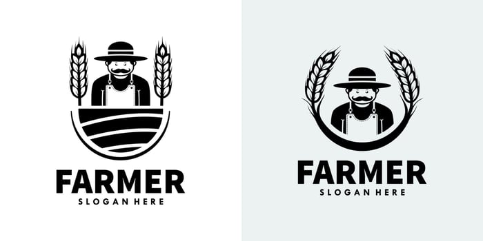 Farmer logo design template Premium Vector
