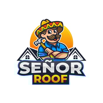 Mexican Man With Mustache Wearing Sombrero Hat and Hold Hammer For Home Roof Builder Repair and Service Mascot Logo vector
