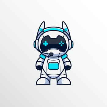 Robot Gamer Mascot Logo with Gamepad Controller vector