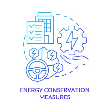 Energy conservation measures blue gradient concept icon. Energy resource plan abstract idea thin line illustration. Operational benefits. Isolated outline drawing. vector