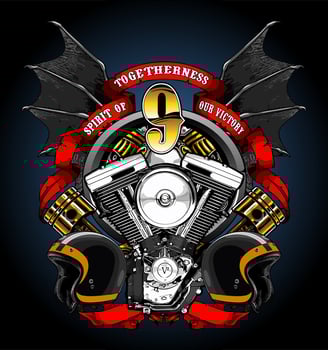 v twin engine with bat wings vector