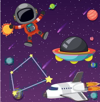 Cartoon space background template vector
