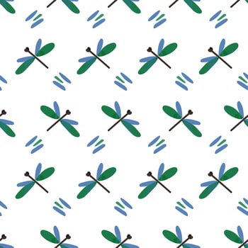 Dragonfly seamless pattern vector illustration with spots