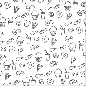 Hand drawn delicious food background vector