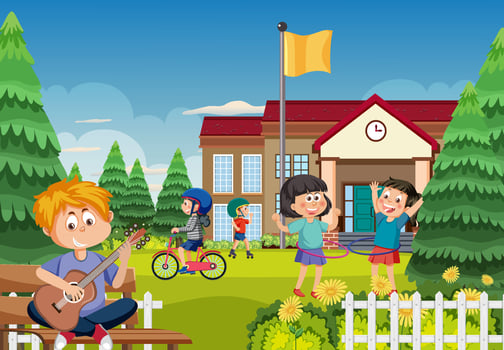 Happy children at school vector