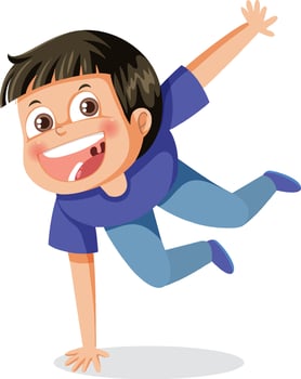 Active boy dancing cartoon character vector