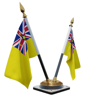 Niue 3d illustration Double V Desk Flag Stand png