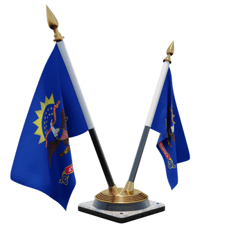 North Dakota 3d illustration Double V Desk Flag Stand png