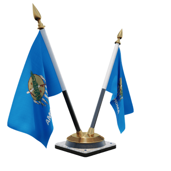 Oklahoma 3d illustration Double V Desk Flag Stand png