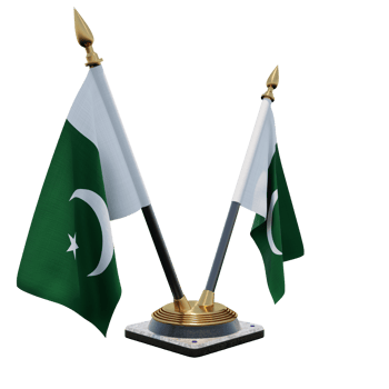 Pakistan 3d illustration Double V Desk Flag Stand png