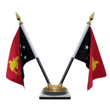 Papua New Guinea 3d illustration Double V Desk Flag Stand png