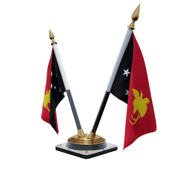 Papua New Guinea 3d illustration Double V Desk Flag Stand png