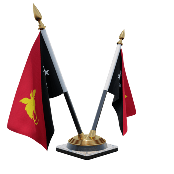 Papua New Guinea 3d illustration Double V Desk Flag Stand png