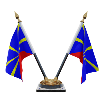 Reunion Radiant Volcano 3d illustration Double V Desk Flag Stand png